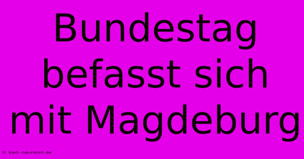 Bundestag Befasst Sich Mit Magdeburg