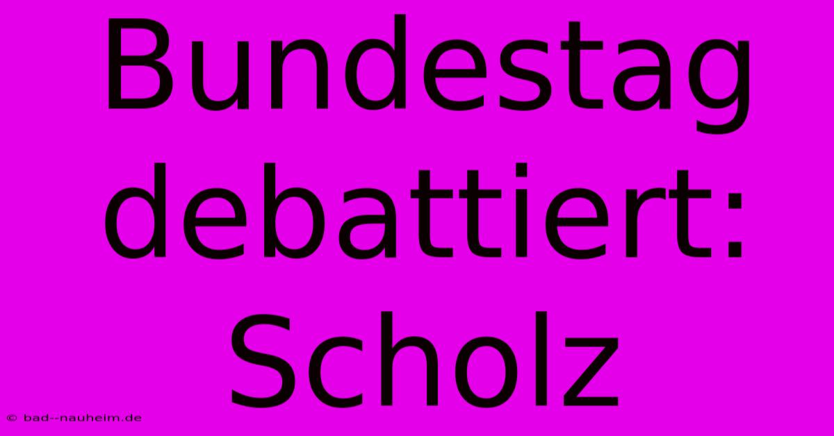 Bundestag Debattiert: Scholz