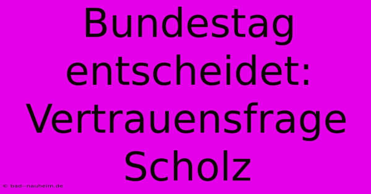 Bundestag Entscheidet: Vertrauensfrage Scholz