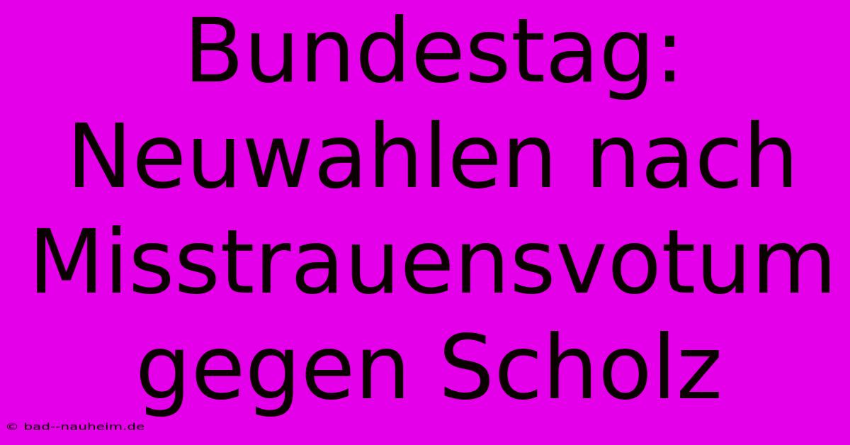 Bundestag:  Neuwahlen Nach Misstrauensvotum Gegen Scholz