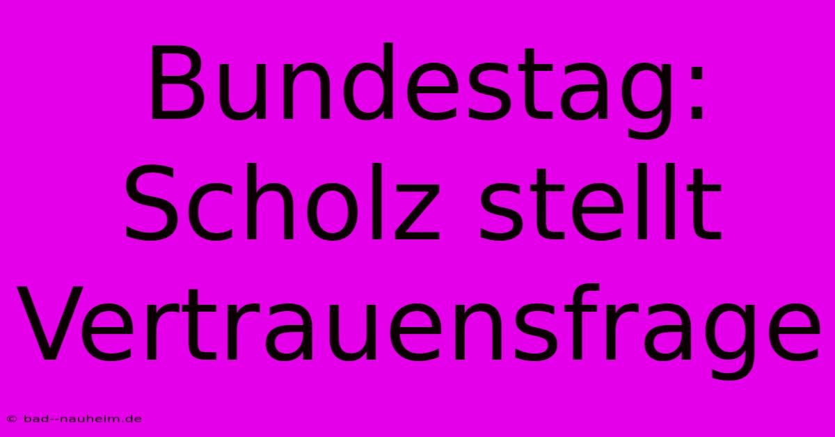 Bundestag: Scholz Stellt Vertrauensfrage