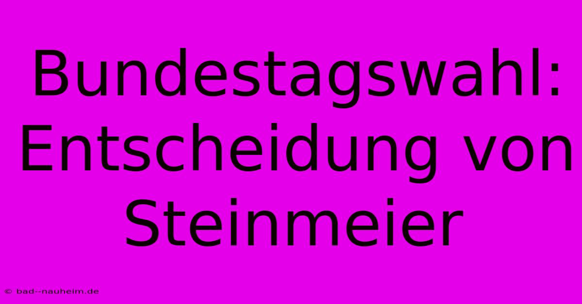 Bundestagswahl: Entscheidung Von Steinmeier