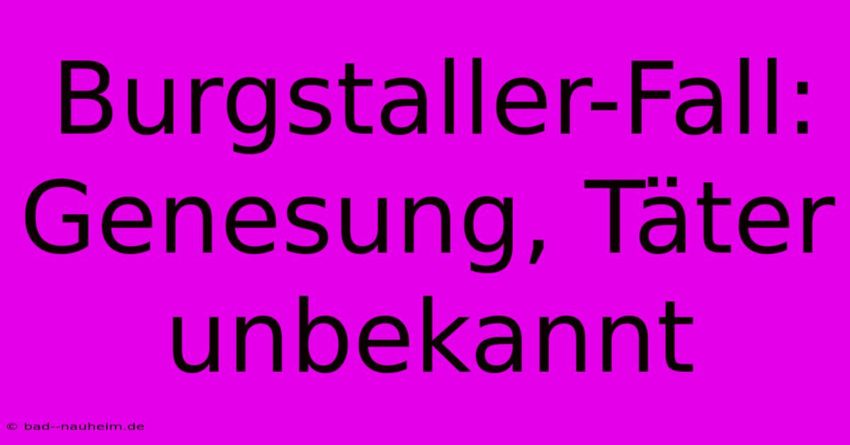 Burgstaller-Fall: Genesung, Täter Unbekannt