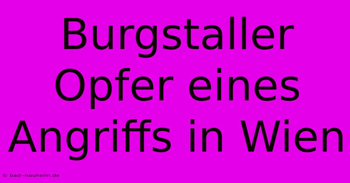 Burgstaller Opfer Eines Angriffs In Wien