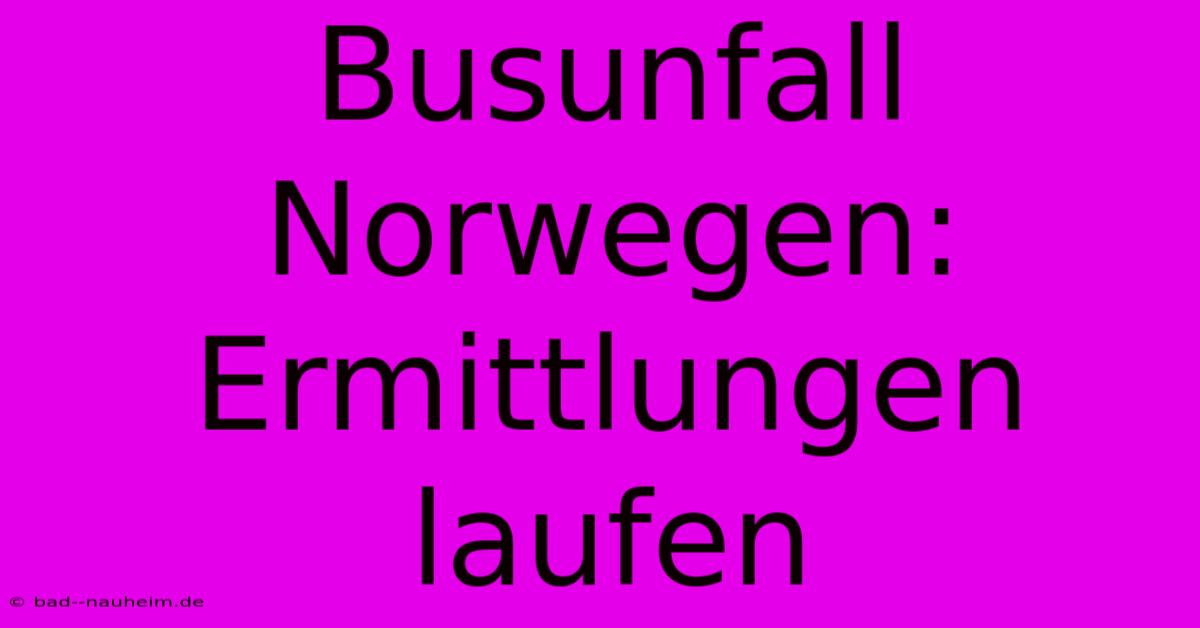 Busunfall Norwegen: Ermittlungen Laufen