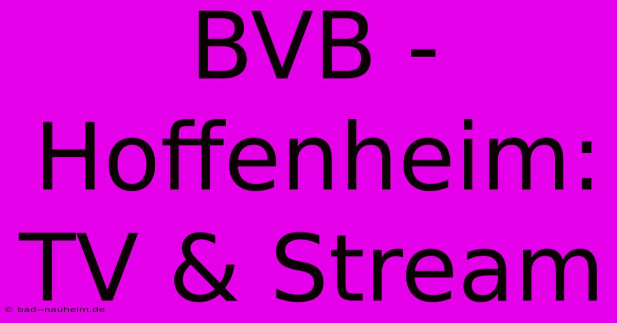 BVB - Hoffenheim: TV & Stream