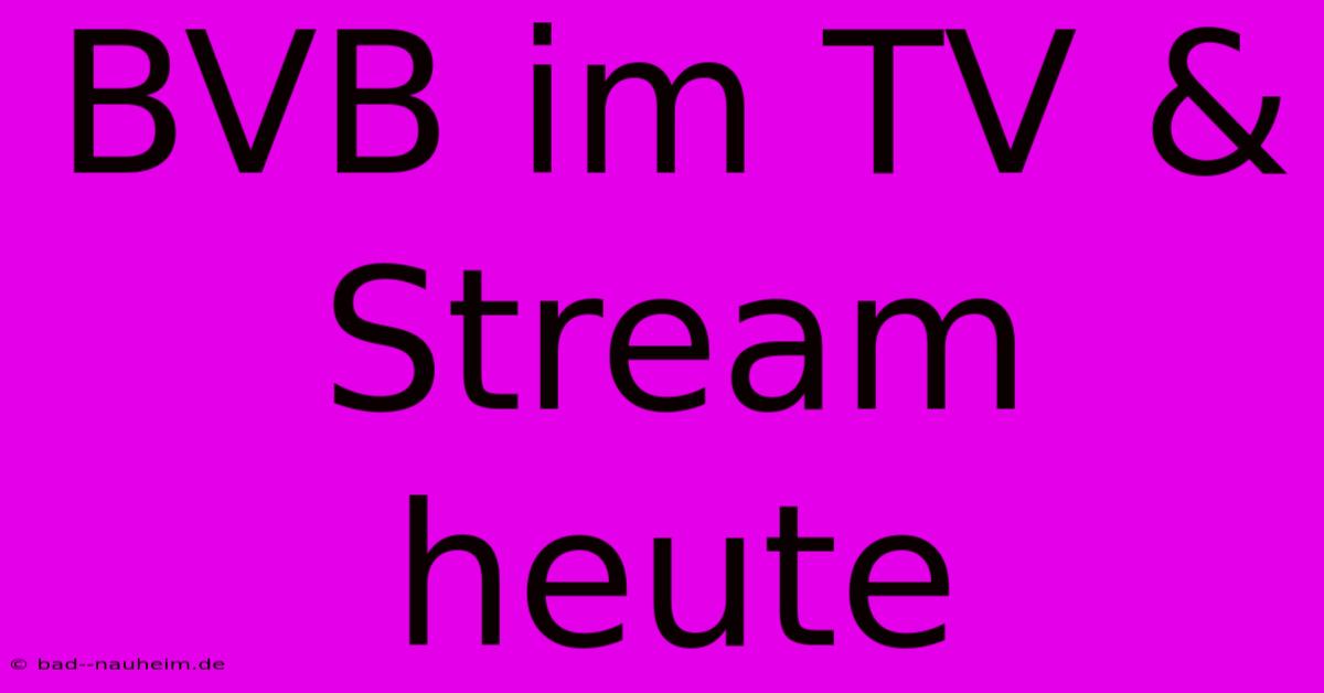 BVB Im TV & Stream Heute