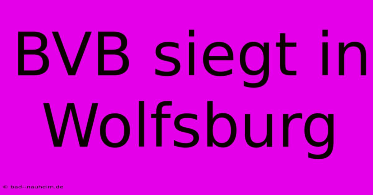 BVB Siegt In Wolfsburg