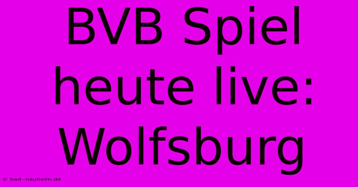 BVB Spiel Heute Live: Wolfsburg