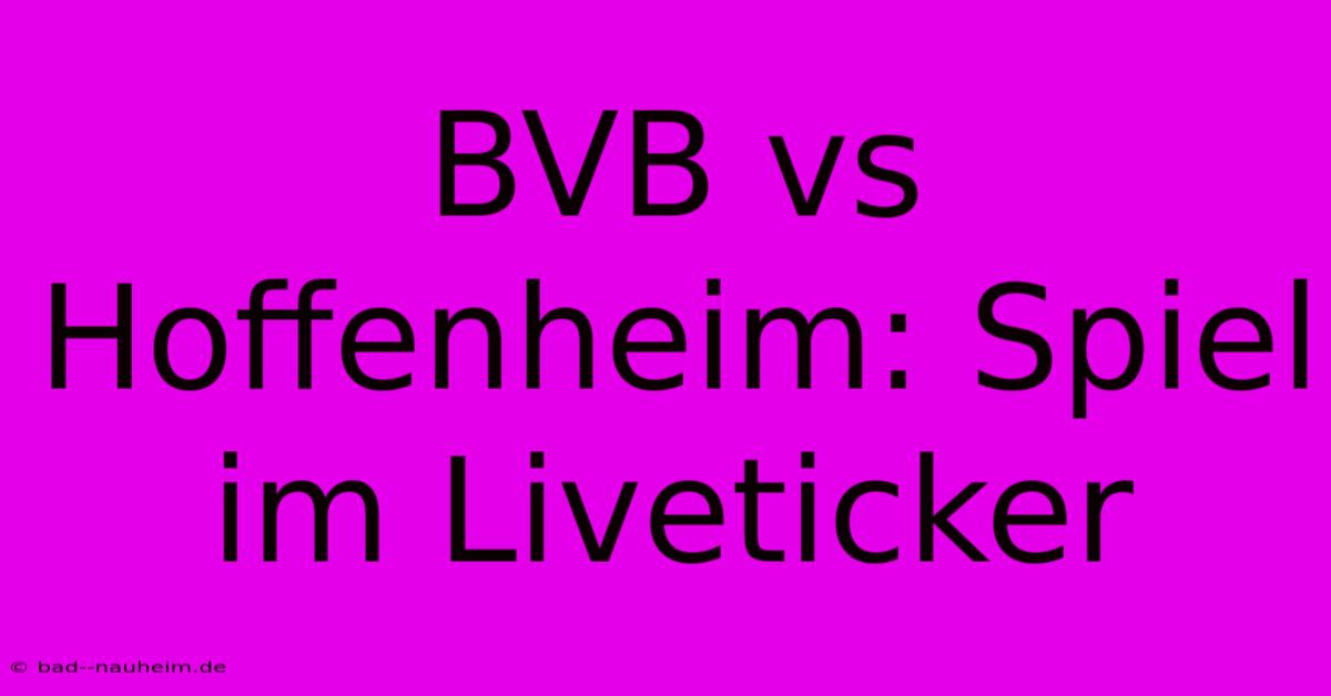 BVB Vs Hoffenheim: Spiel Im Liveticker