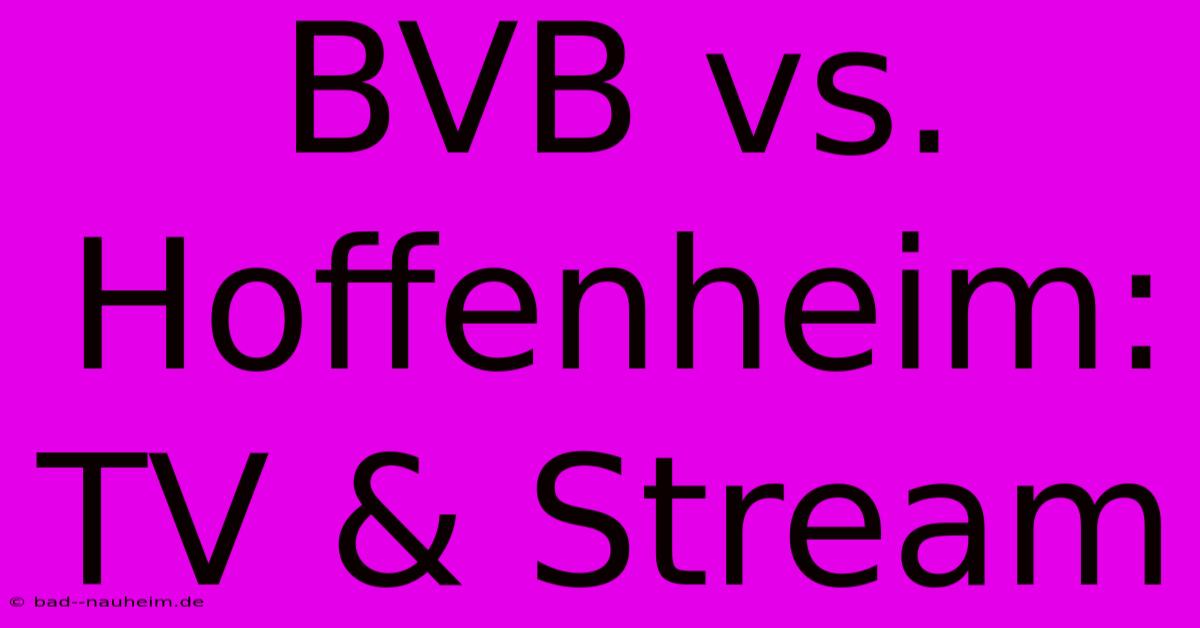 BVB Vs. Hoffenheim: TV & Stream