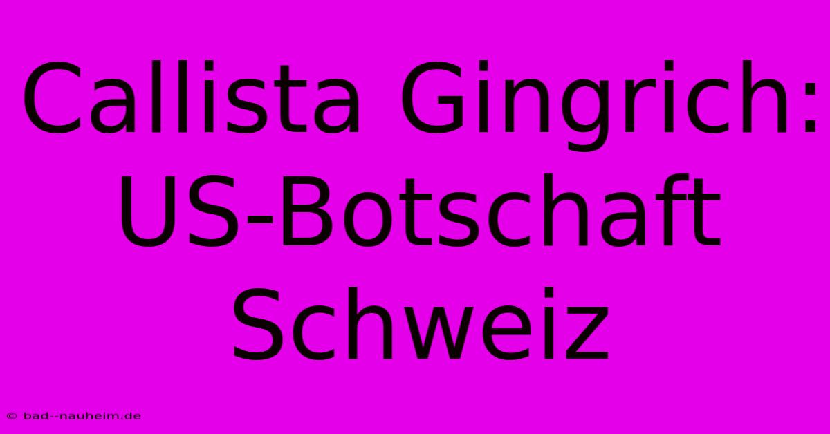 Callista Gingrich: US-Botschaft Schweiz