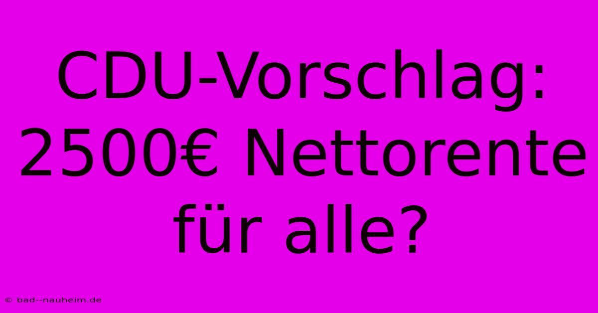 CDU-Vorschlag: 2500€ Nettorente Für Alle?