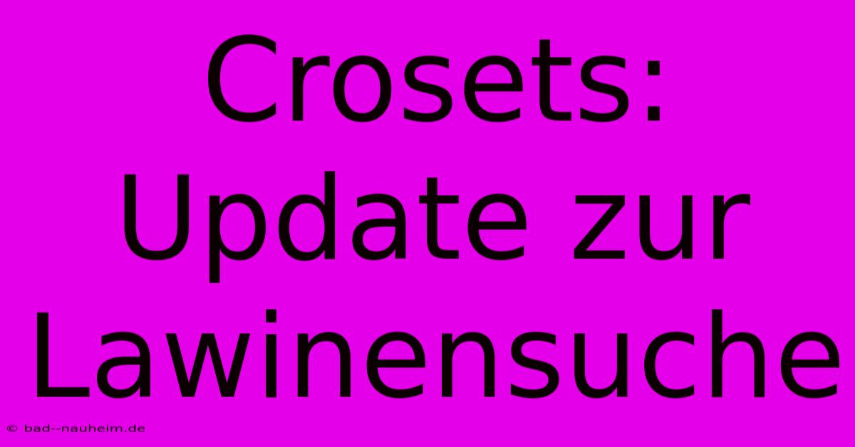 Crosets: Update Zur Lawinensuche