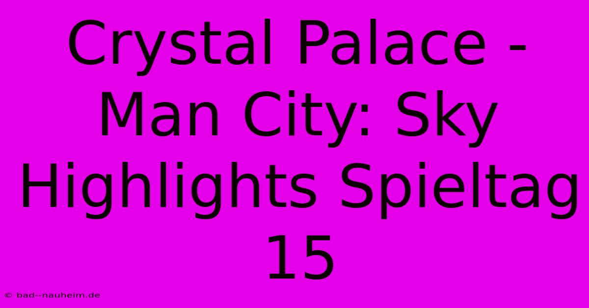 Crystal Palace - Man City: Sky Highlights Spieltag 15