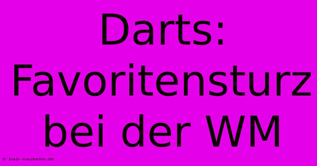 Darts:  Favoritensturz Bei Der WM