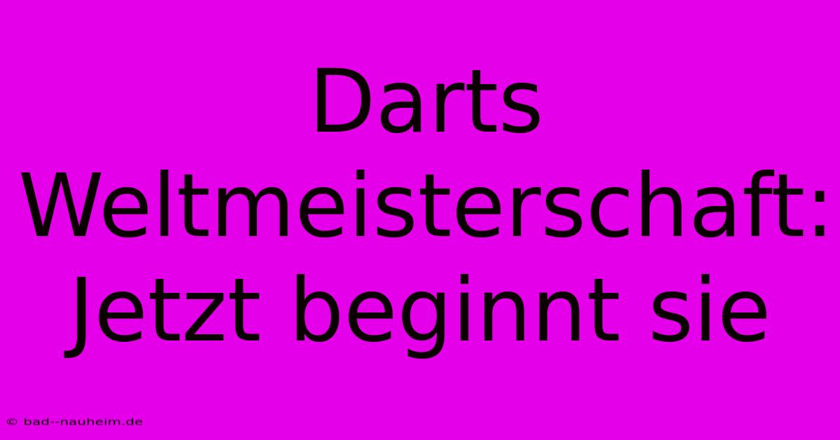 Darts Weltmeisterschaft: Jetzt Beginnt Sie