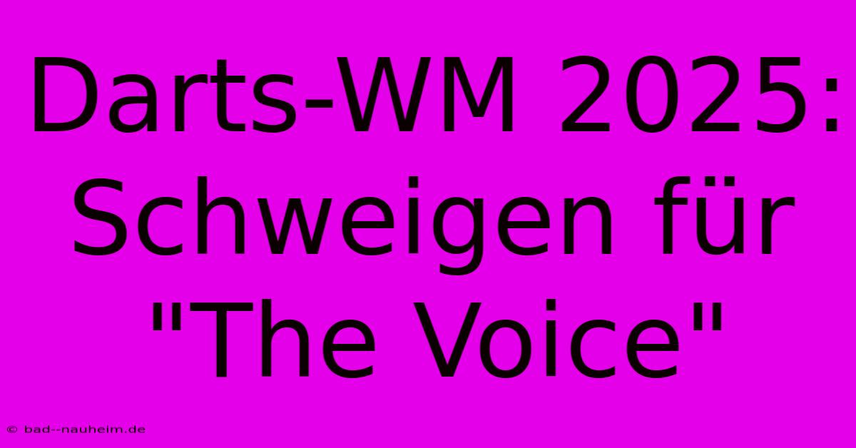 Darts-WM 2025: Schweigen Für 