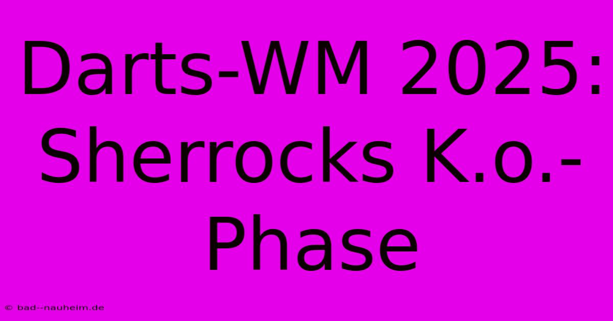 Darts-WM 2025: Sherrocks K.o.-Phase