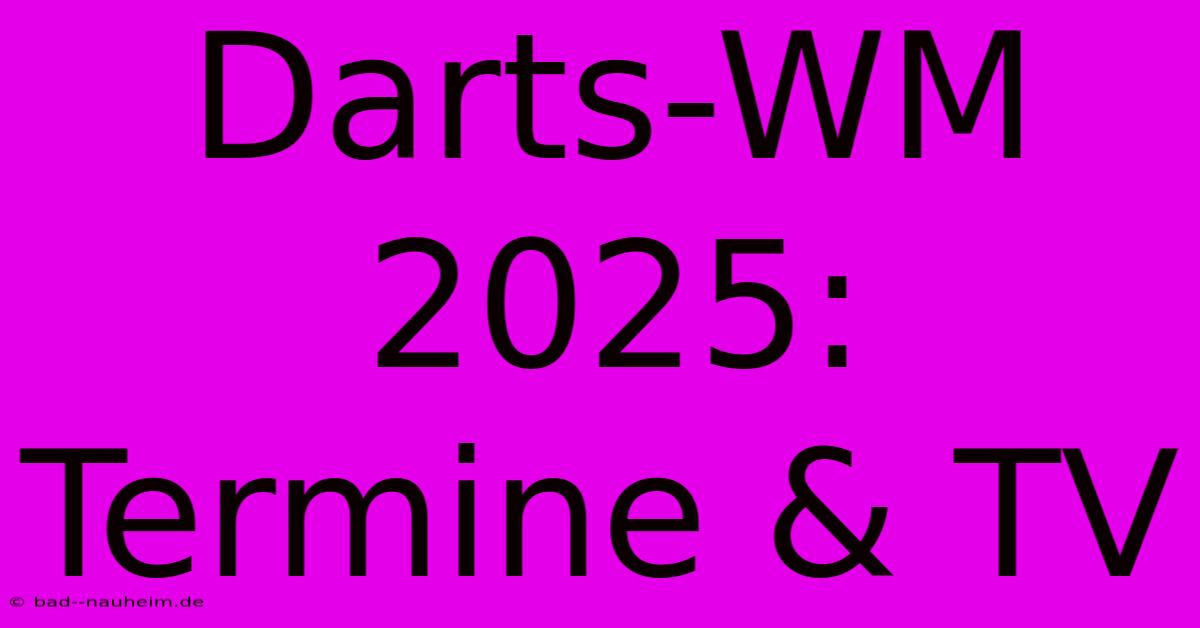 Darts-WM 2025: Termine & TV