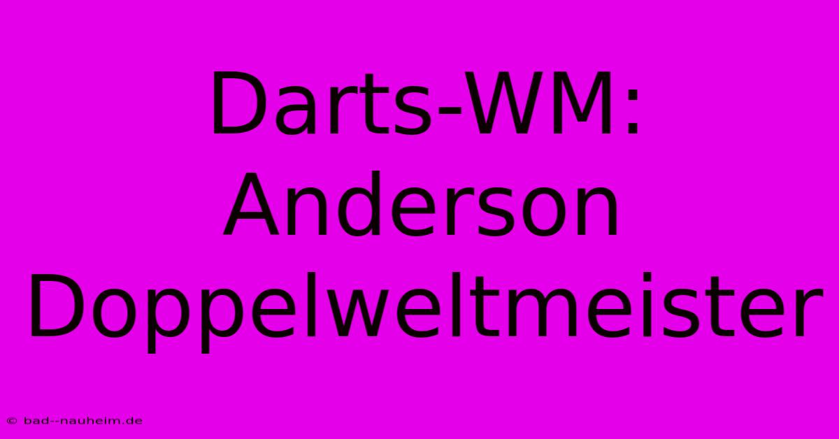 Darts-WM: Anderson Doppelweltmeister