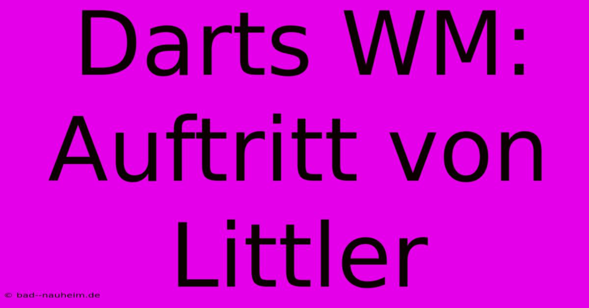 Darts WM: Auftritt Von Littler