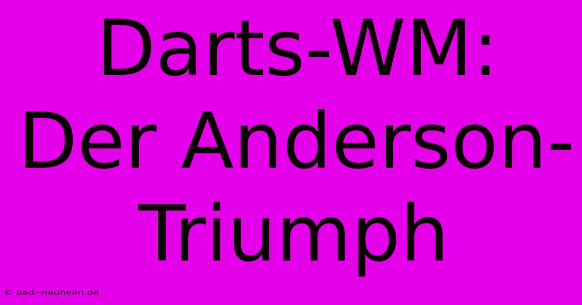 Darts-WM: Der Anderson-Triumph