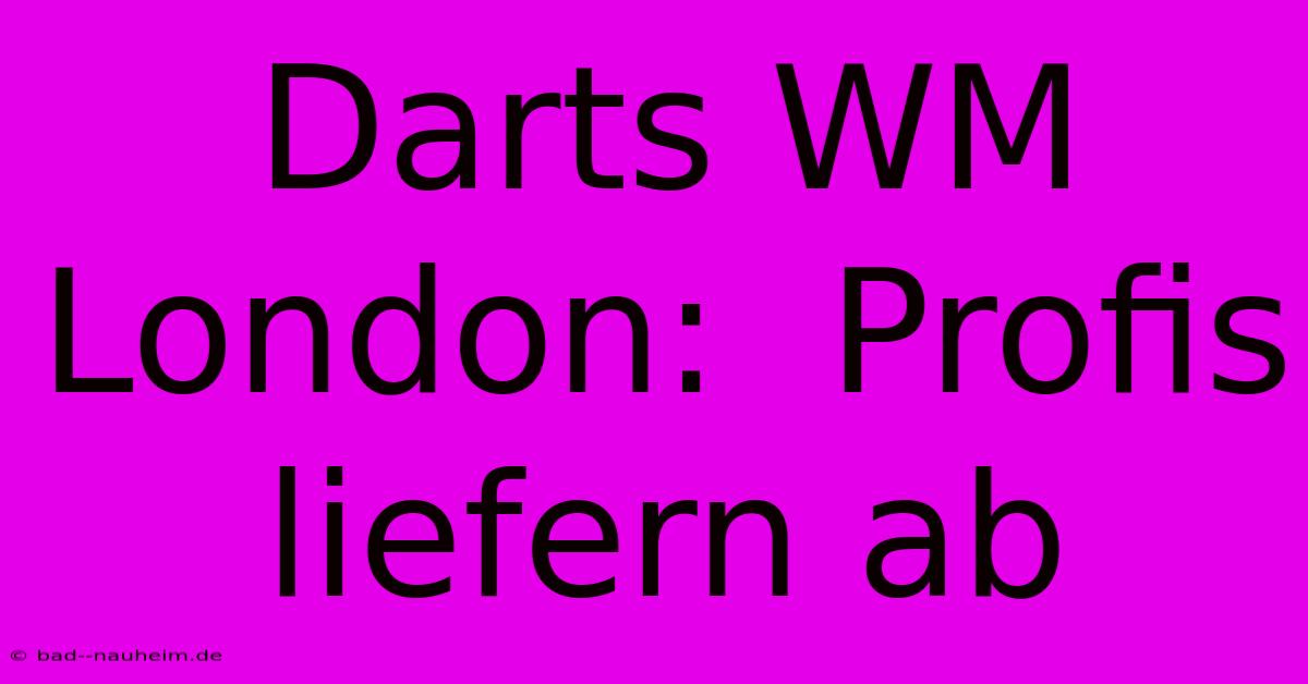 Darts WM London:  Profis Liefern Ab