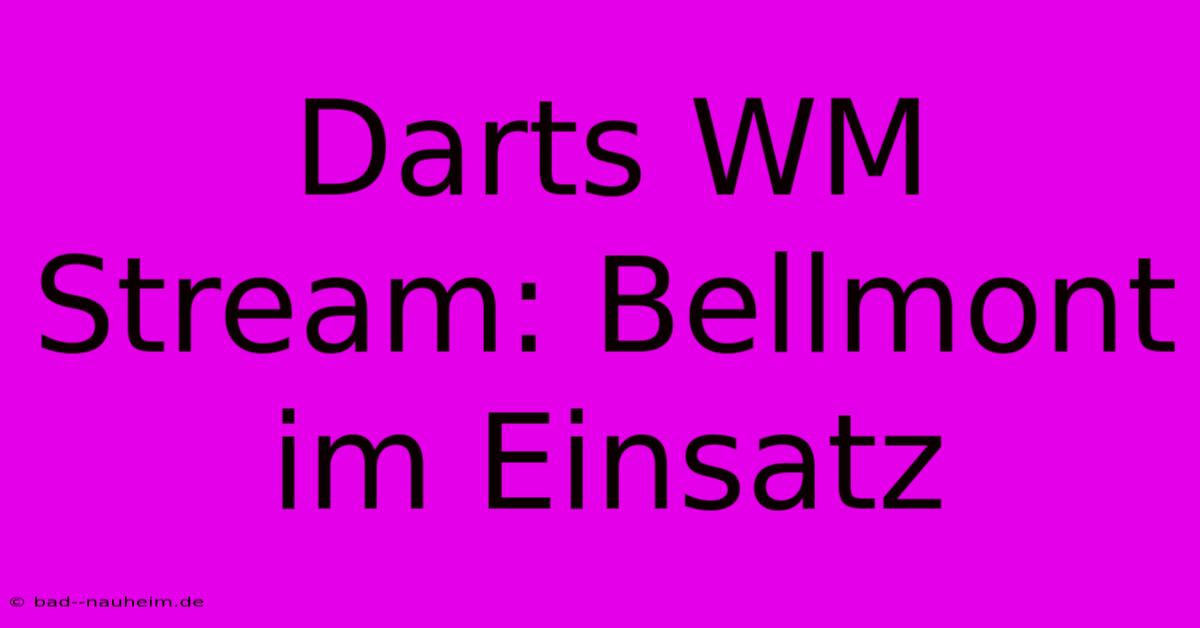 Darts WM Stream: Bellmont Im Einsatz