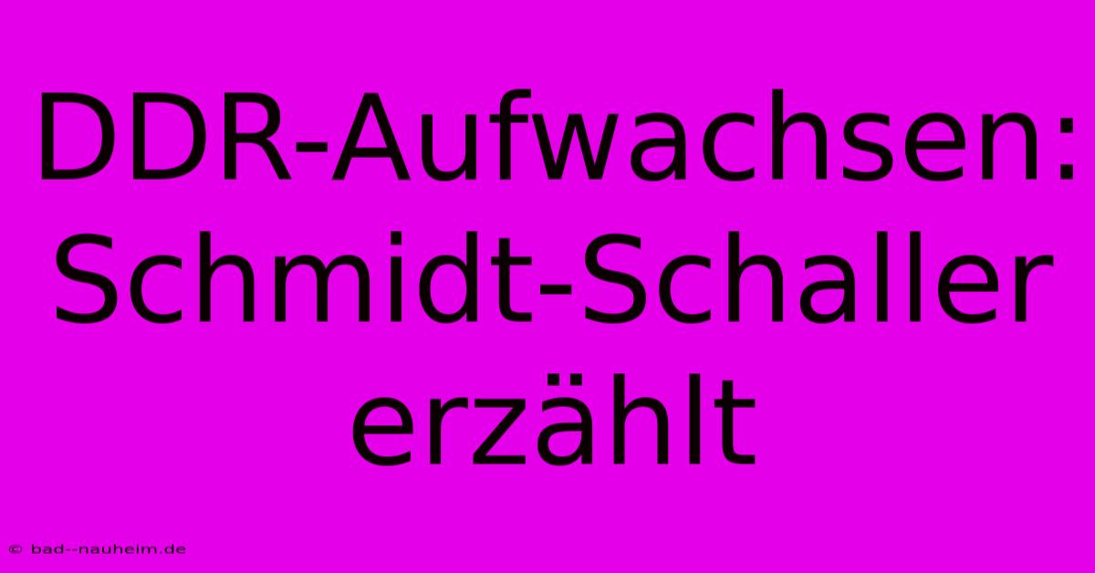 DDR-Aufwachsen: Schmidt-Schaller Erzählt