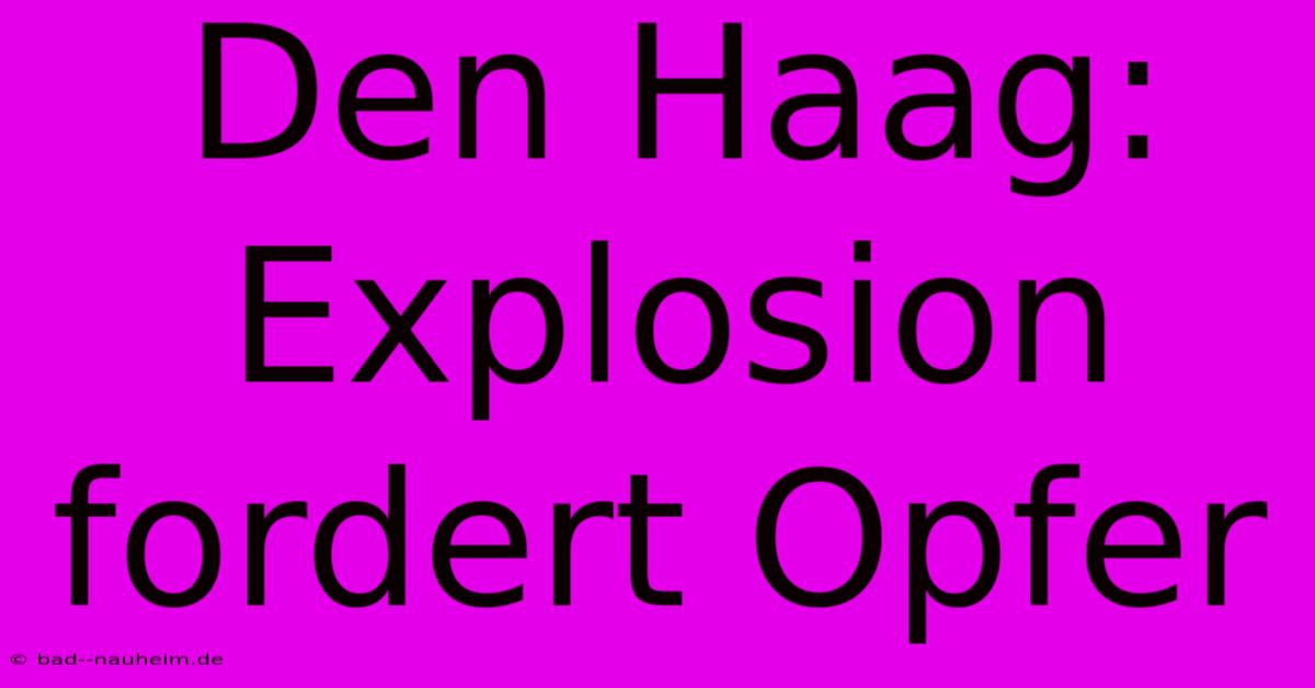 Den Haag: Explosion Fordert Opfer