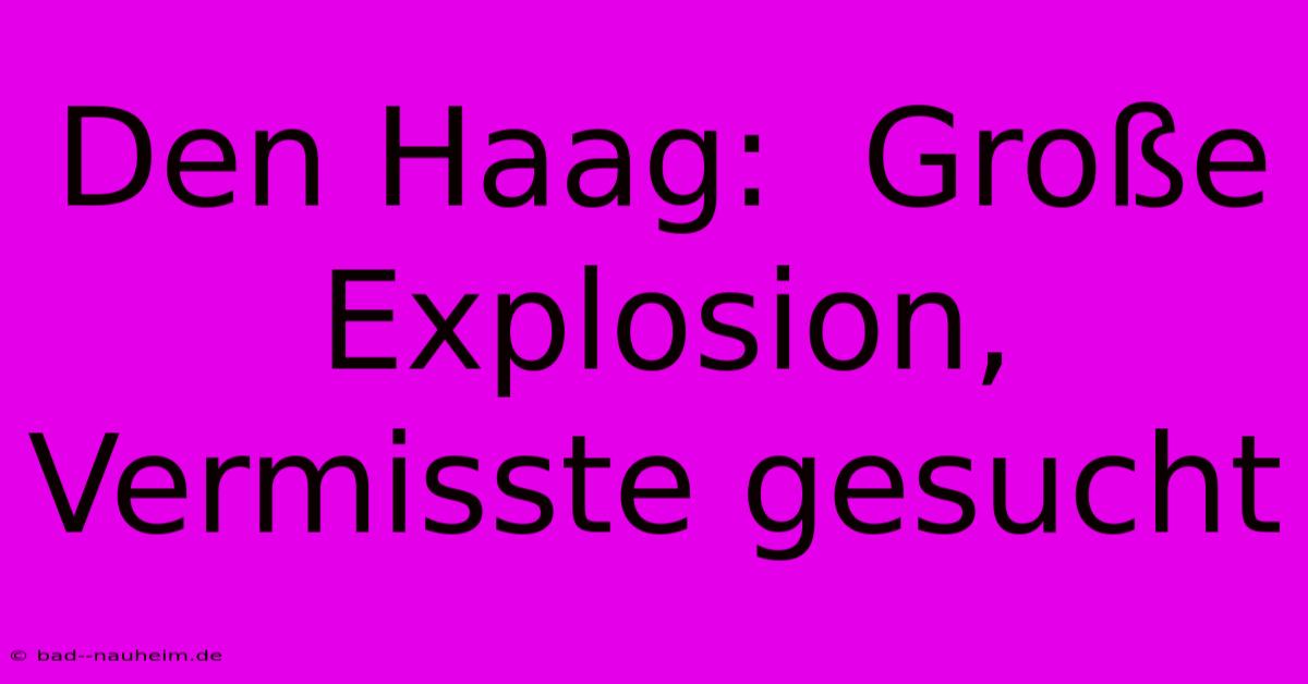 Den Haag:  Große Explosion, Vermisste Gesucht