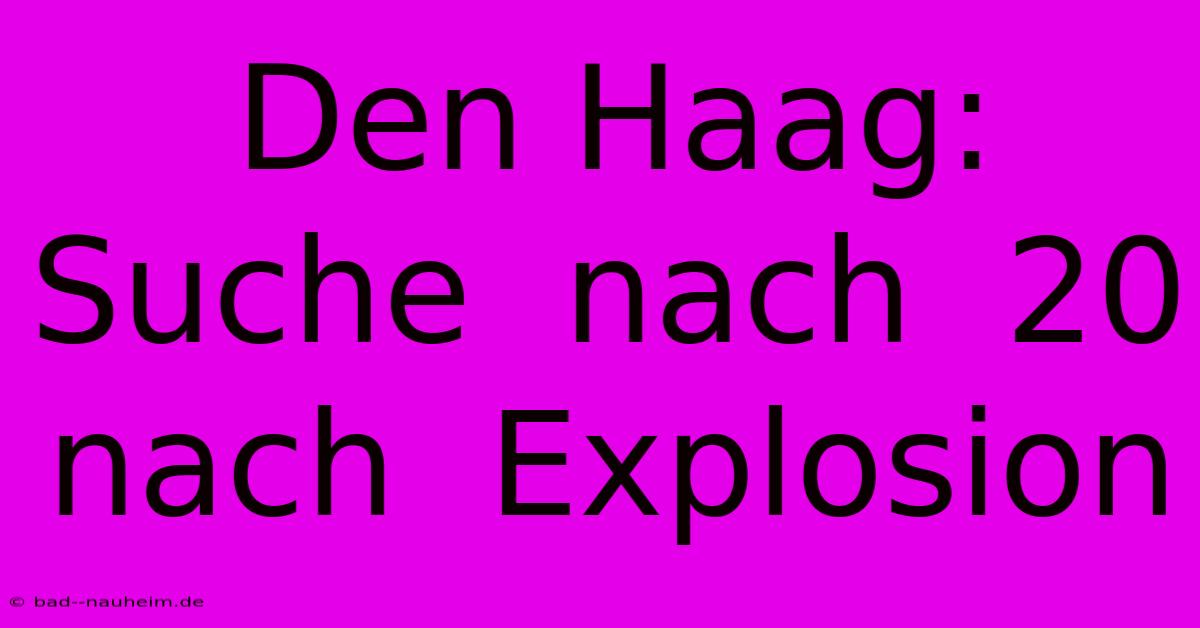 Den Haag:  Suche  Nach  20  Nach  Explosion