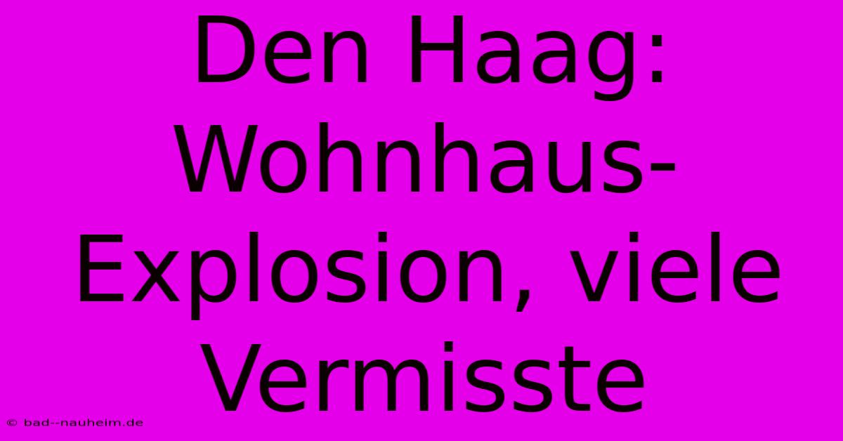 Den Haag: Wohnhaus-Explosion, Viele Vermisste