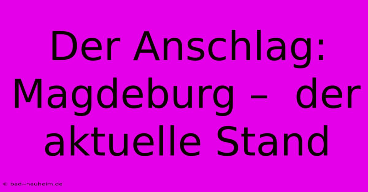 Der Anschlag: Magdeburg –  Der Aktuelle Stand