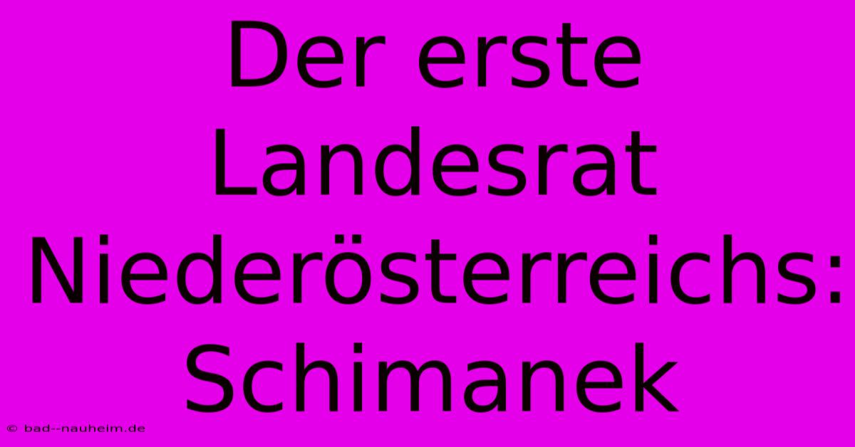 Der Erste Landesrat Niederösterreichs: Schimanek