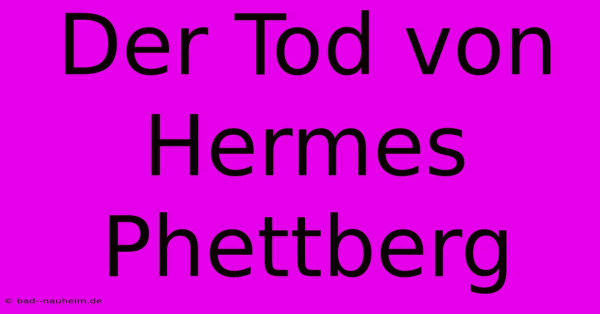 Der Tod Von Hermes Phettberg