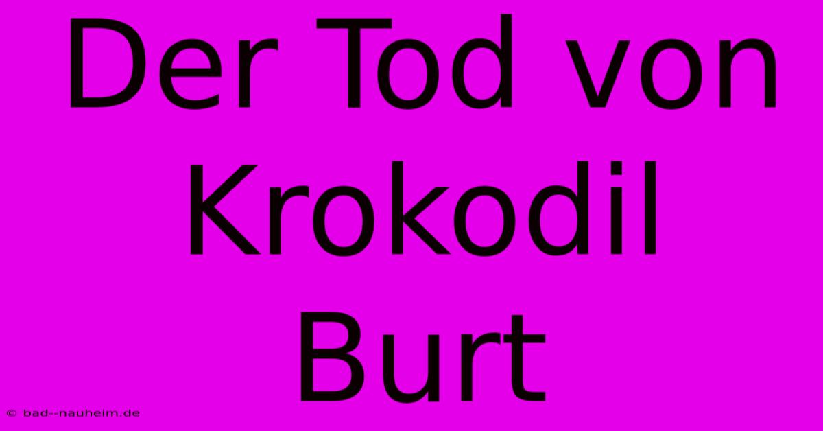 Der Tod Von Krokodil Burt