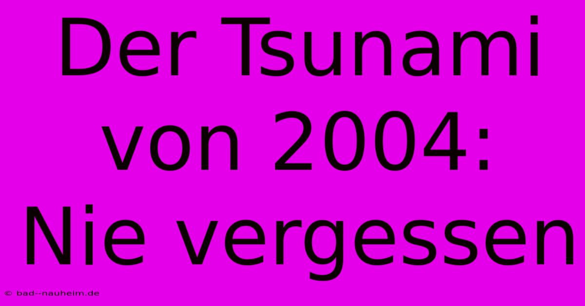 Der Tsunami Von 2004:  Nie Vergessen