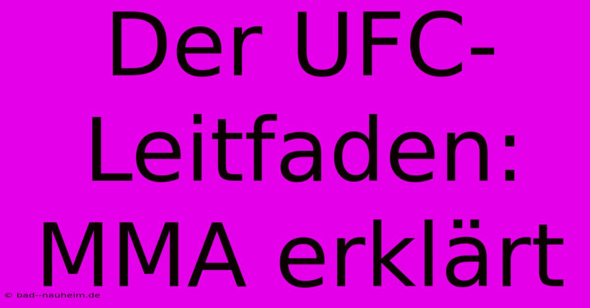 Der UFC-Leitfaden: MMA Erklärt