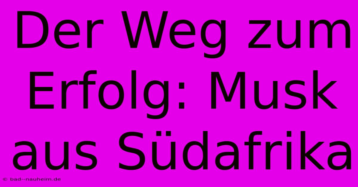 Der Weg Zum Erfolg: Musk Aus Südafrika
