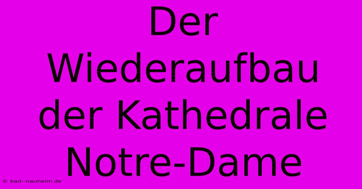 Der Wiederaufbau Der Kathedrale Notre-Dame