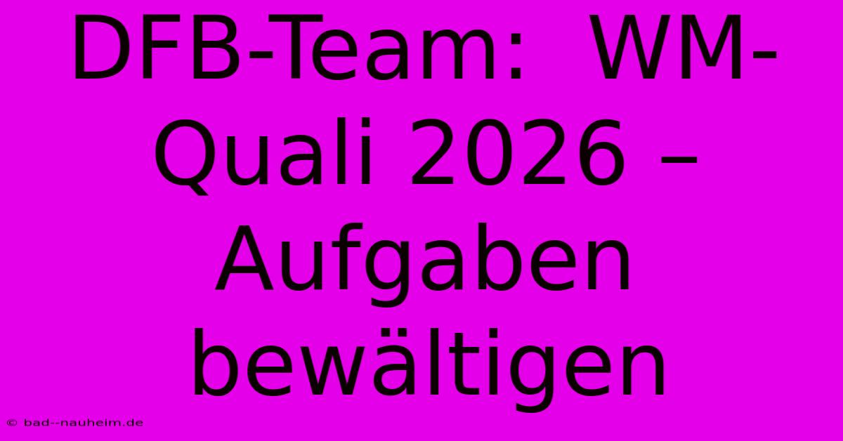 DFB-Team:  WM-Quali 2026 –  Aufgaben Bewältigen