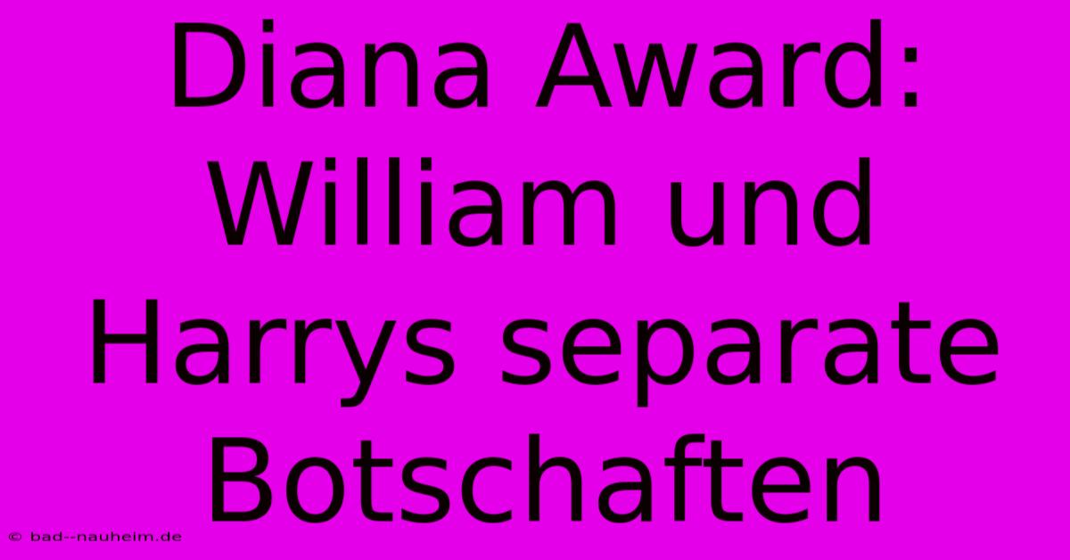 Diana Award:  William Und Harrys Separate Botschaften