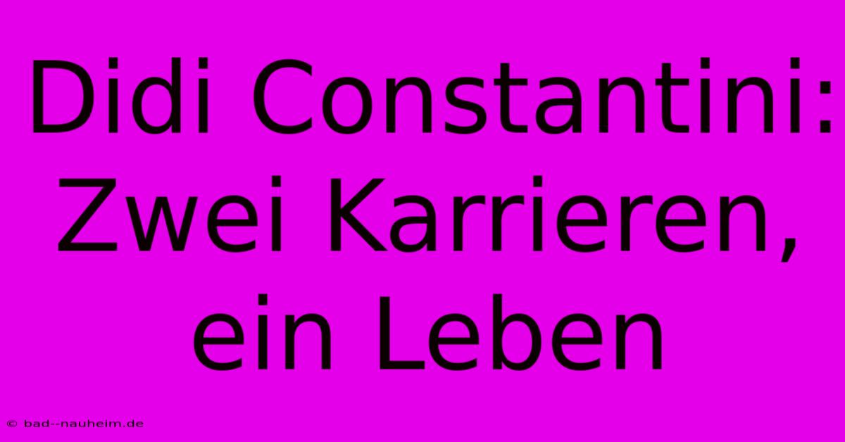 Didi Constantini: Zwei Karrieren, Ein Leben