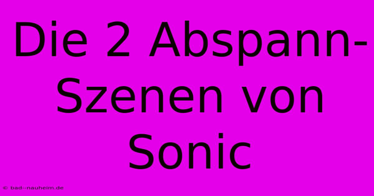 Die 2 Abspann-Szenen Von Sonic