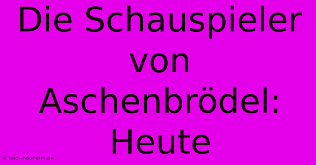 Die Schauspieler Von Aschenbrödel: Heute