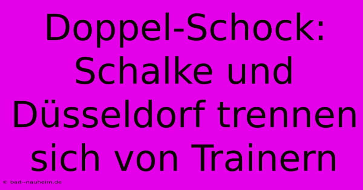 Doppel-Schock: Schalke Und Düsseldorf Trennen Sich Von Trainern