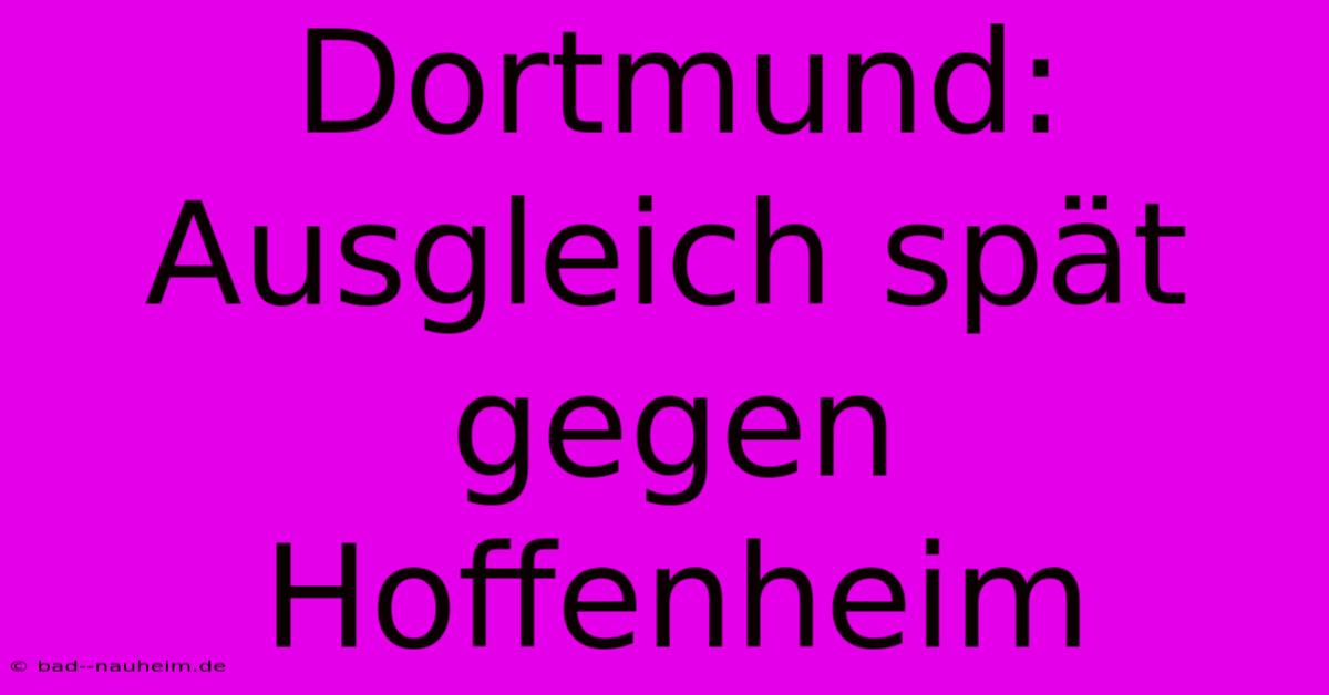 Dortmund: Ausgleich Spät Gegen Hoffenheim