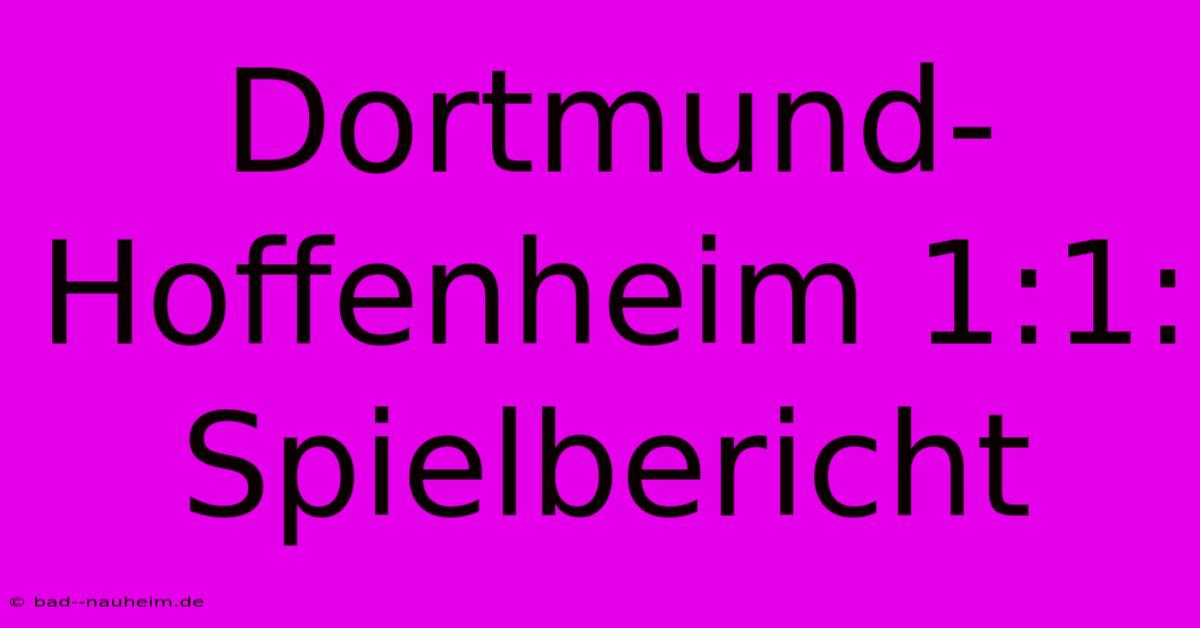 Dortmund-Hoffenheim 1:1: Spielbericht